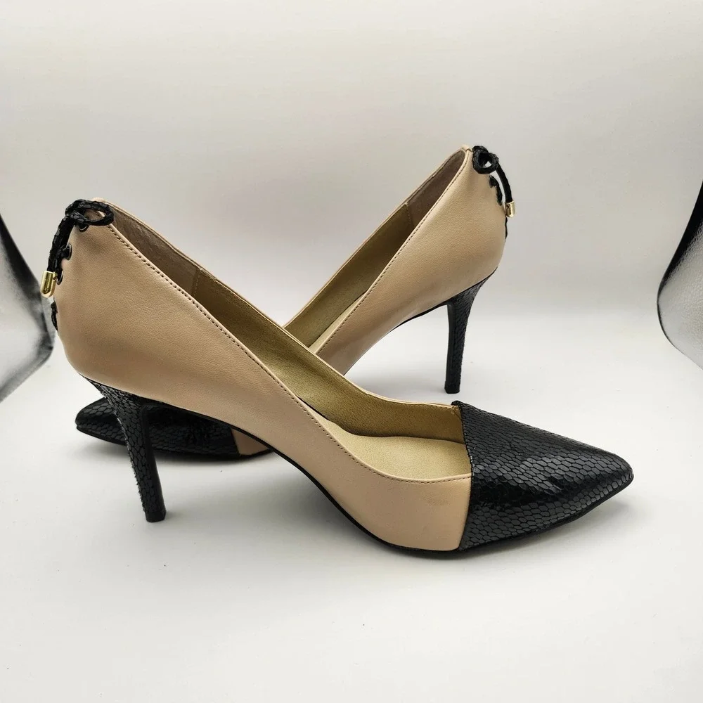 Levity Women's Beige Black Snake Print Stiletto Heel‎ Pumps Shoes Size 11M